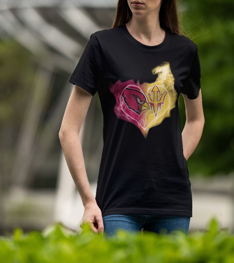 Cardinals Arizona State Sun Devils Heart T-Shirt