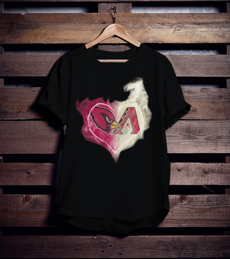 Cardinals Arizona Diamondbacks Heart Logo Fusion T-Shirt