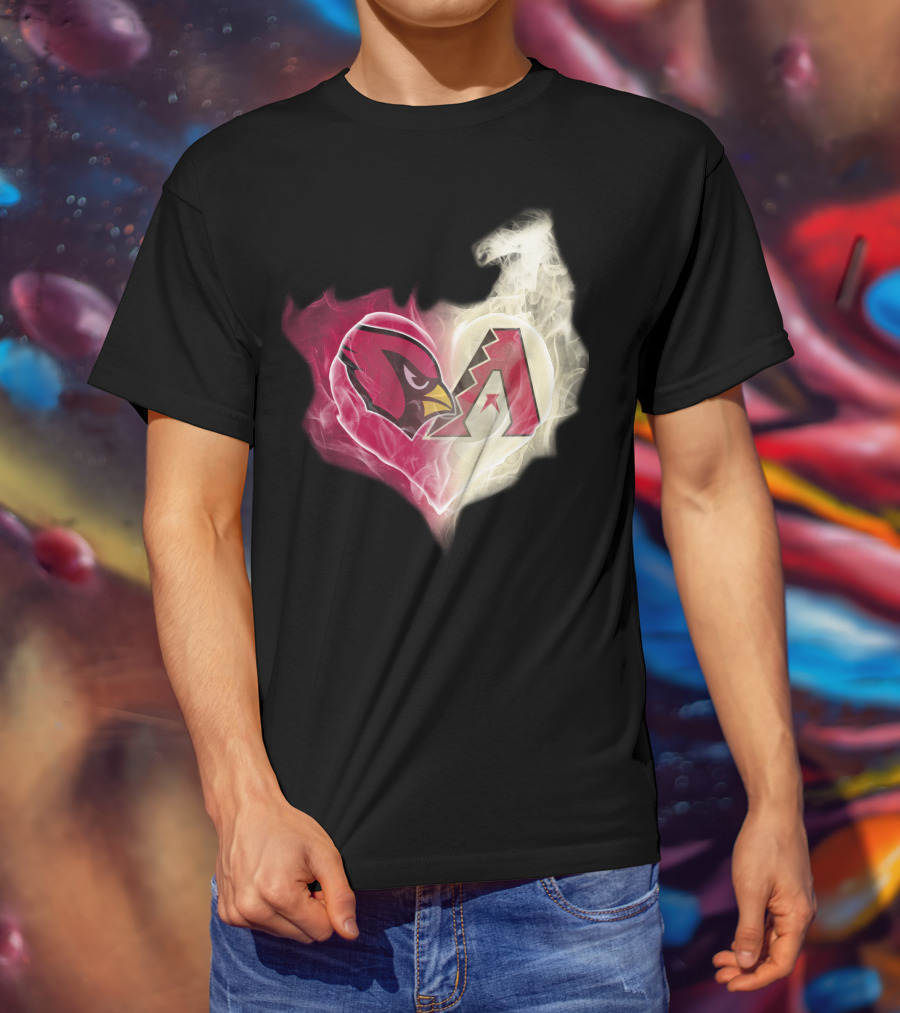 Cardinals Arizona Diamondbacks Heart Logo Fusion T-Shirt