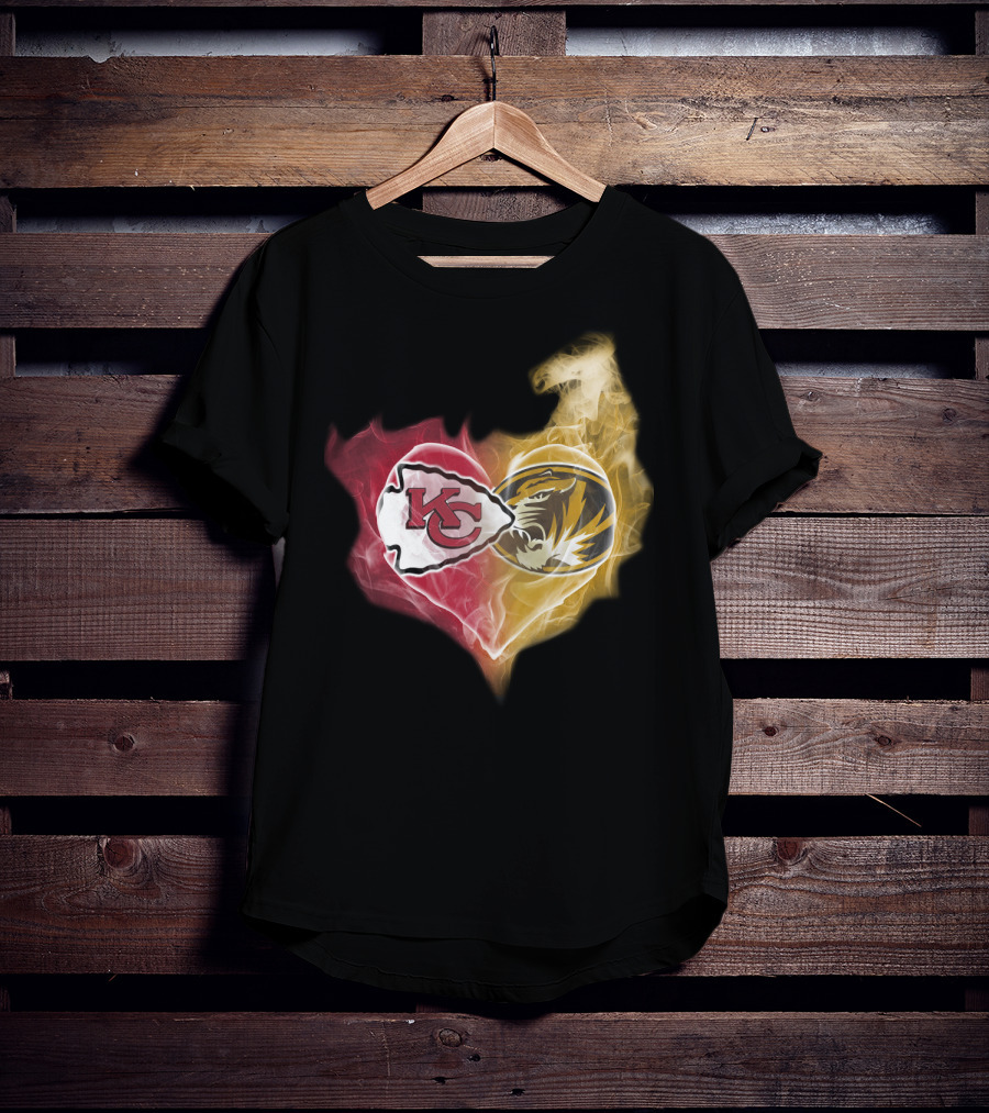 Chiefs Missouri Tigers Kc Smoke Heart T-Shirt