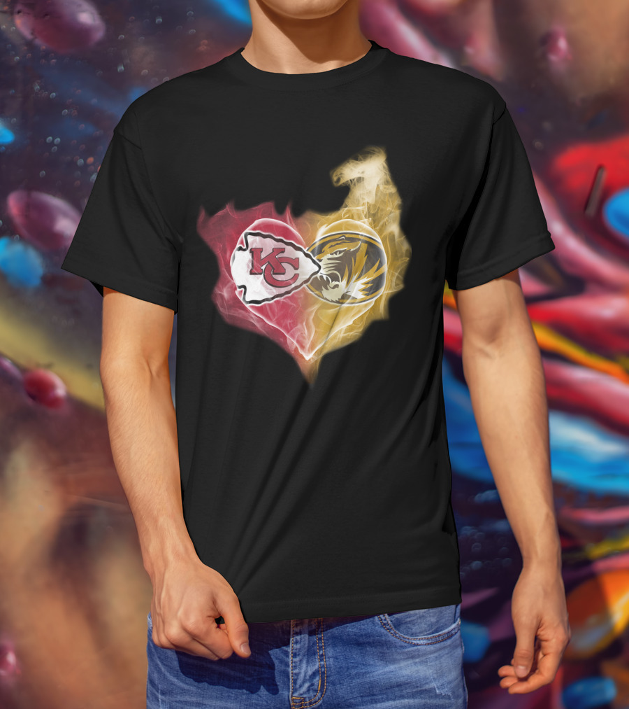 Chiefs Missouri Tigers Kc Smoke Heart T-Shirt