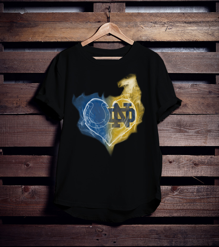 Colts Notre Dame Fighting Irish Flame Heart T-Shirt