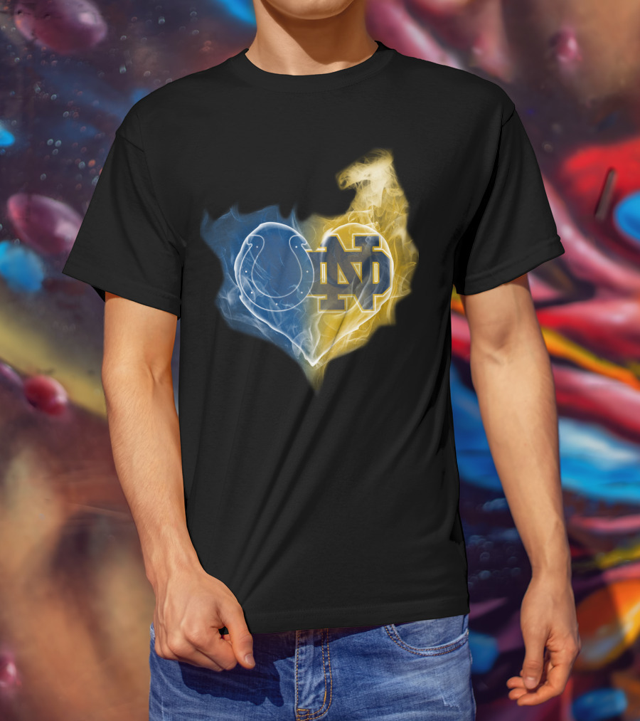 Colts Notre Dame Fighting Irish Flame Heart T-Shirt