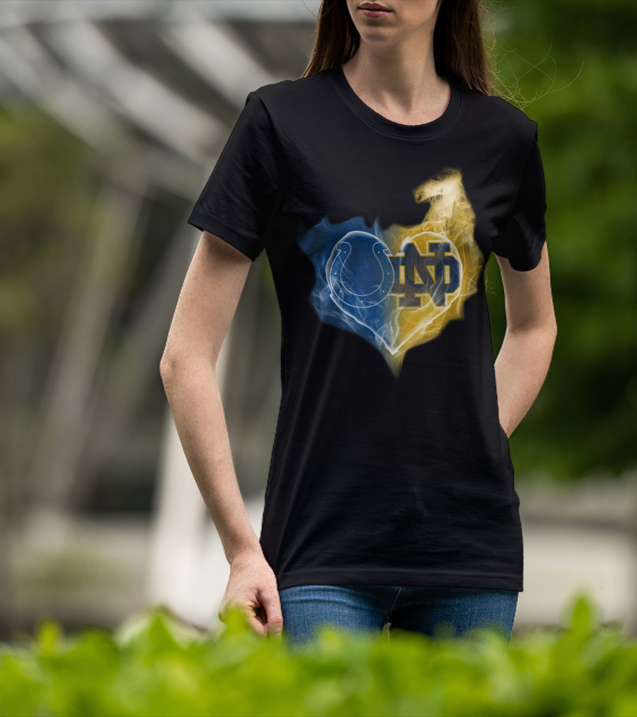 Colts Notre Dame Fighting Irish Flame Heart T-Shirt