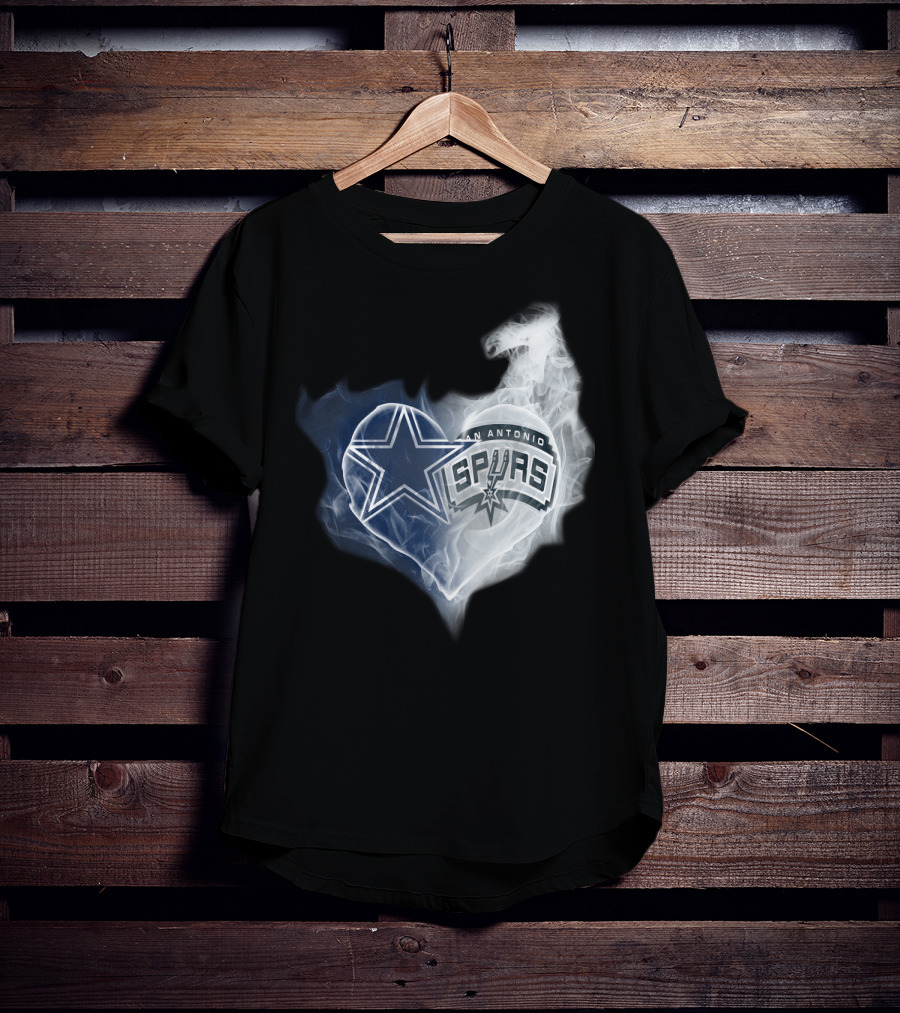 Cowboys San Antonio Spurs Heart Smoke T-Shirt