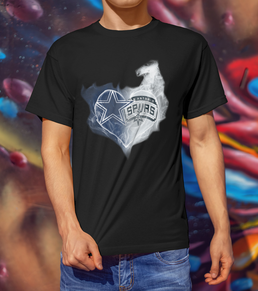 Cowboys San Antonio Spurs Heart Smoke T-Shirt