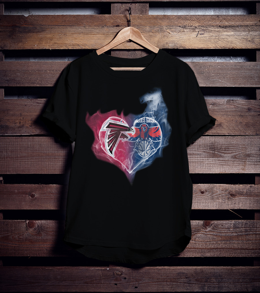Falcons Atlanta Hawks Heart Logo Fusion T-Shirt