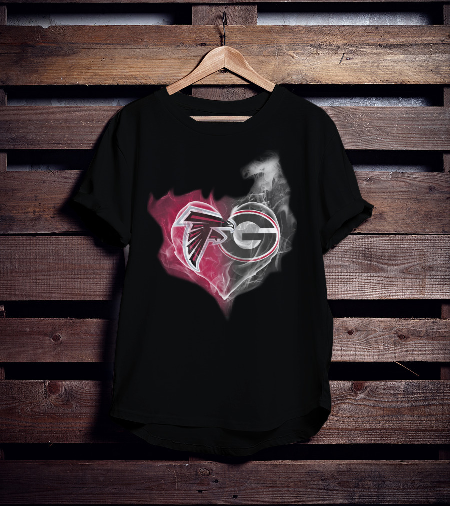 Atlanta Falcons Georgia Bulldogs Heart Smoke T-Shirt