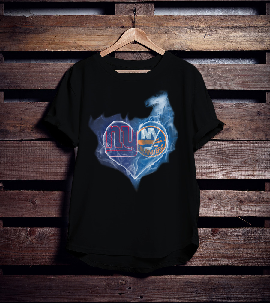 NY Giants Islanders Heart Smoke T-Shirt