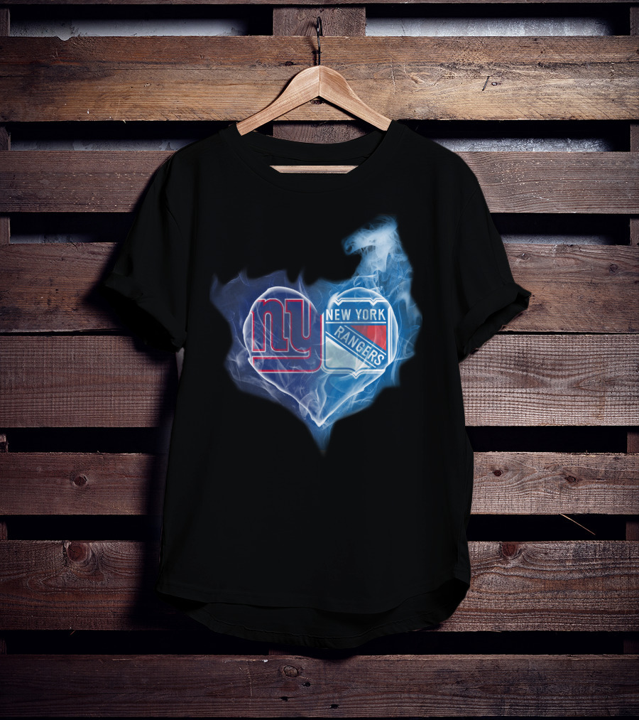 Ny Giants New York Rangers Heart Smoke T-Shirt