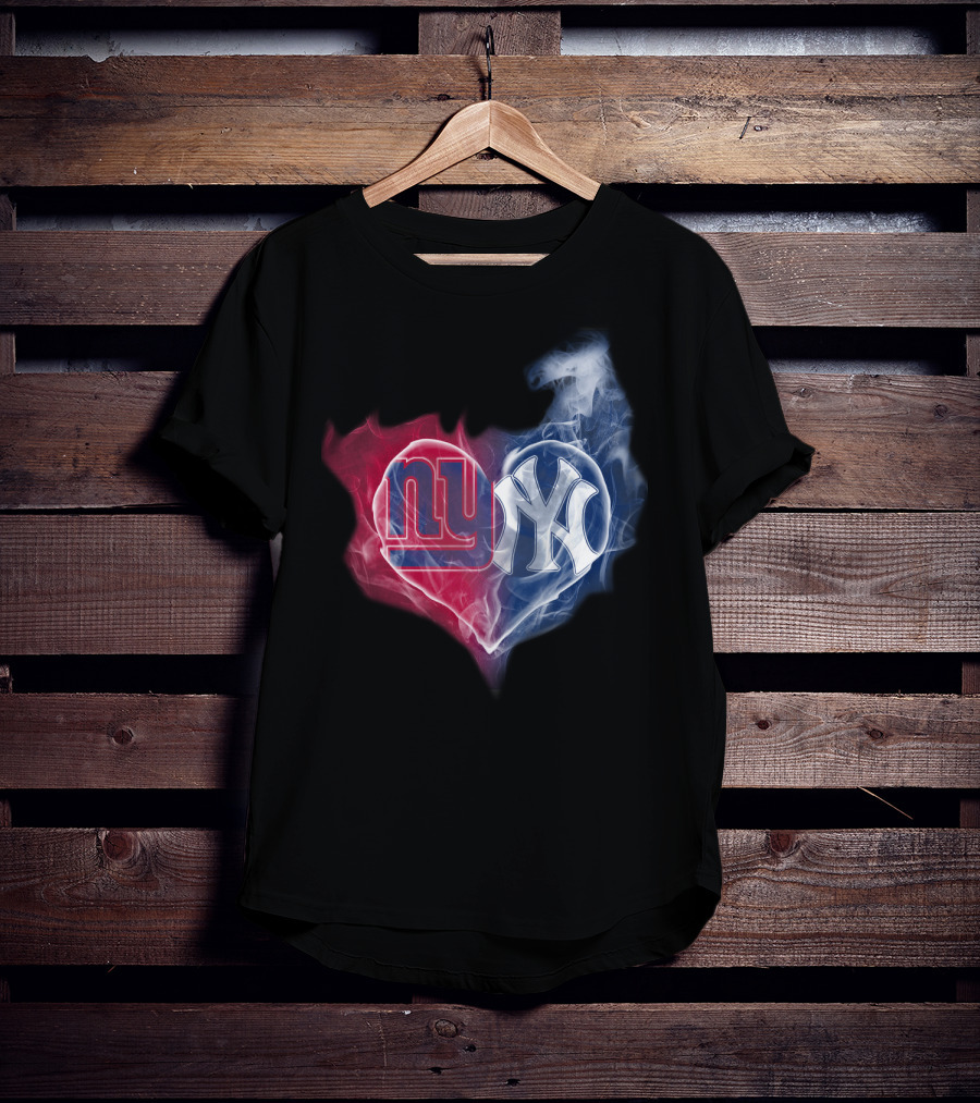 NY Giants NY Yankees Heart Smoke T-Shirt