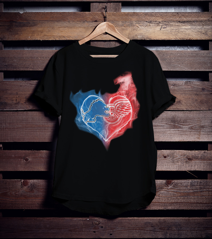 Detroit Lions Red Wings Heart T-Shirt