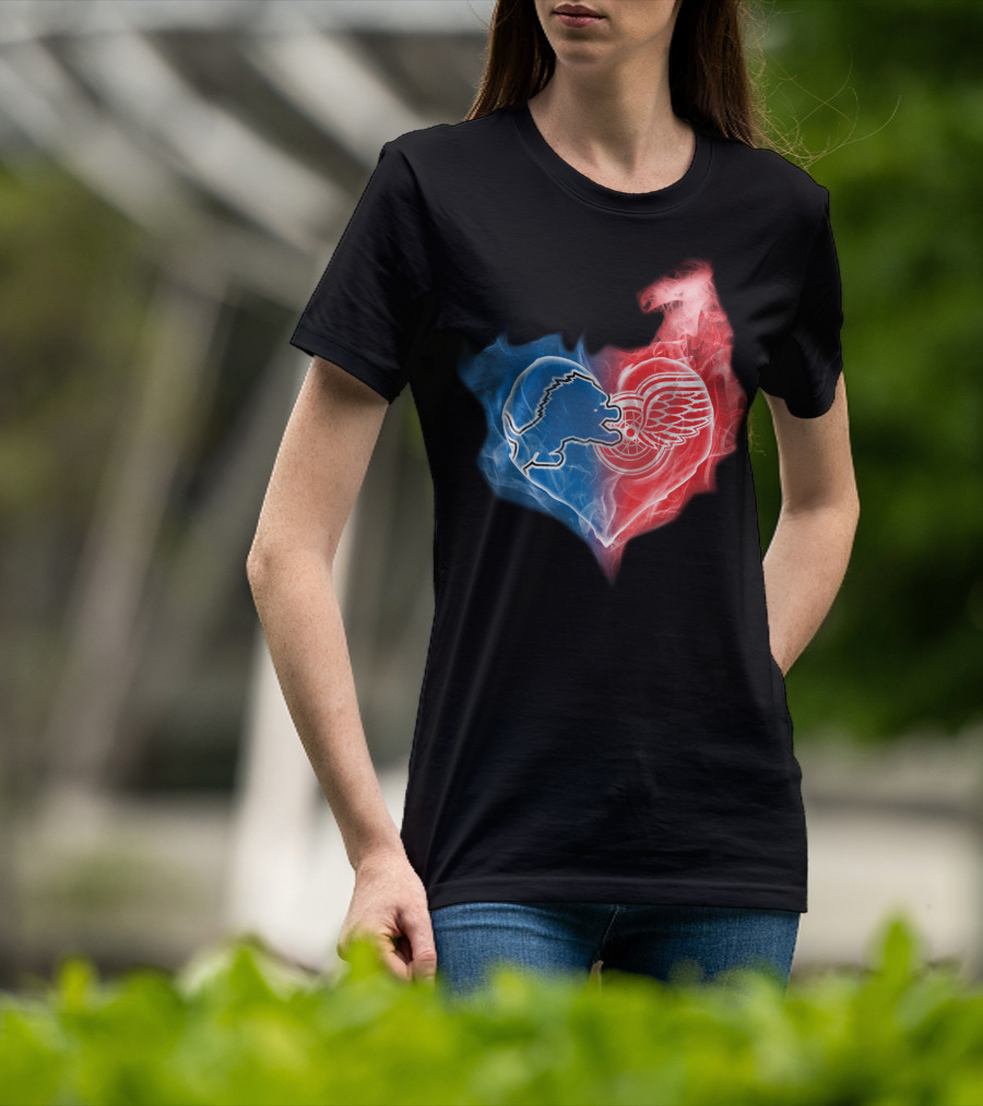 Detroit Lions Red Wings Heart T-Shirt