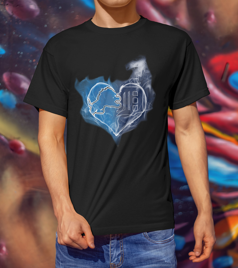Detroit Lions And Tigers Heart T-Shirt