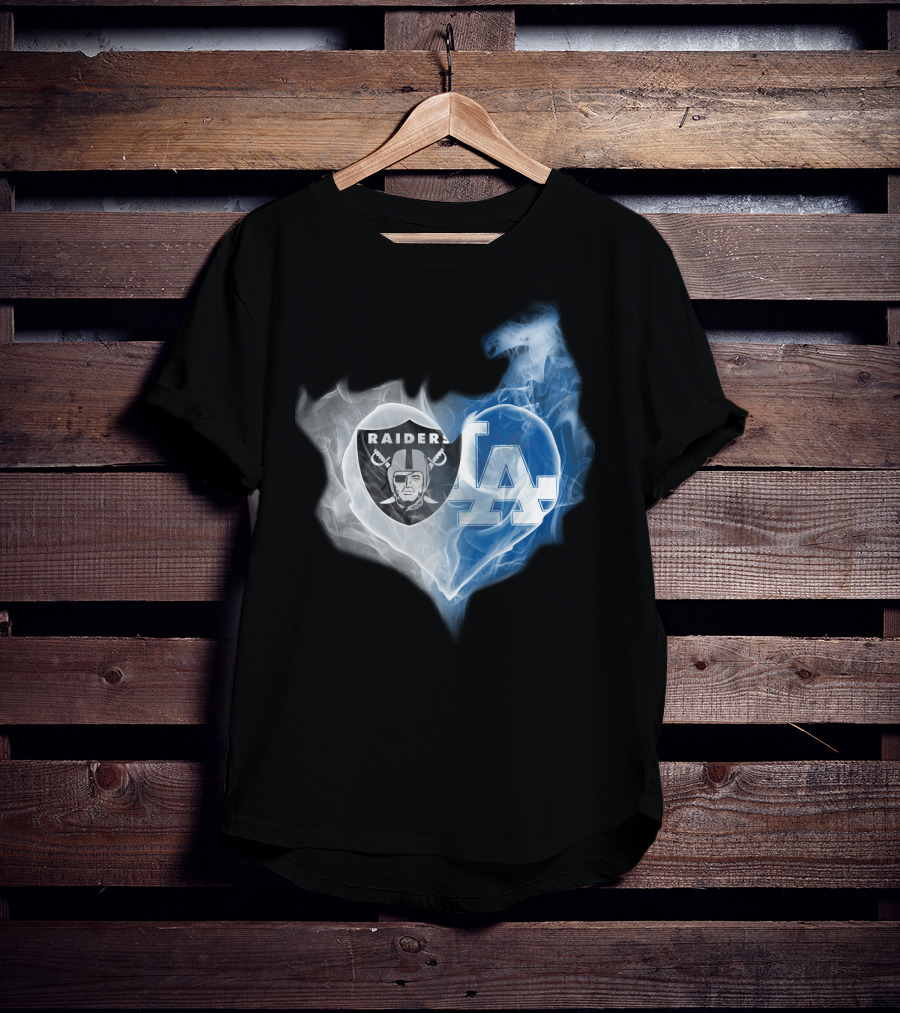 Raiders LA Dodgers Smoke Heart T-Shirt