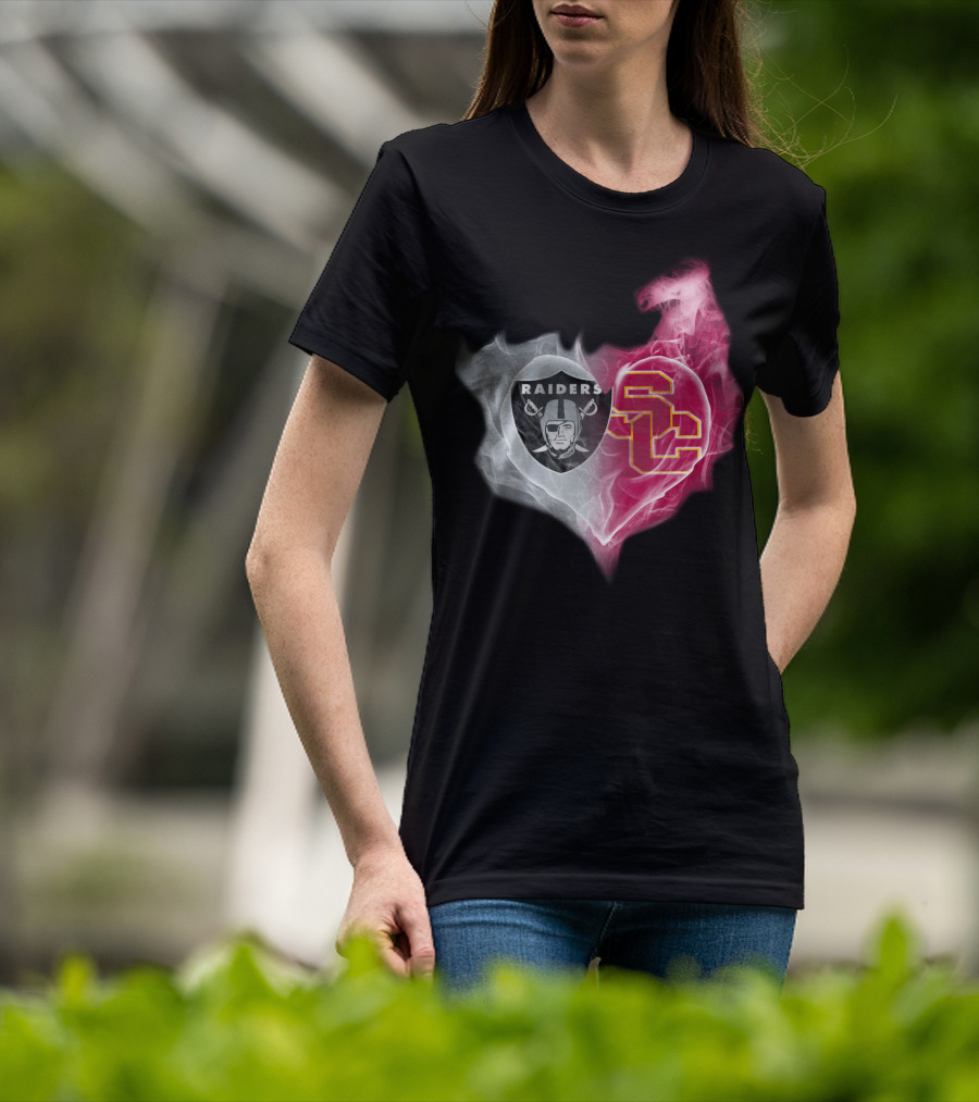 Raiders USC Trojans Heart Logo Fusion T-Shirt