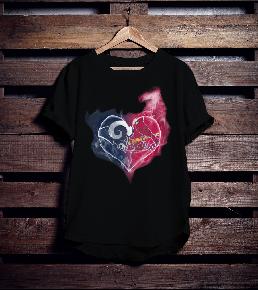 Rams Cardinals Heart Logo Smoke T-Shirt