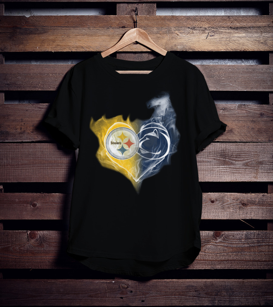 Steelers Penn State Nittany Lions Heart Flame T-Shirt