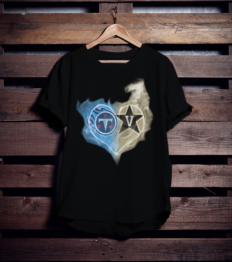 Tennessee Titans Vanderbilt Commodores Smoke Heart Fusion T-Shirt
