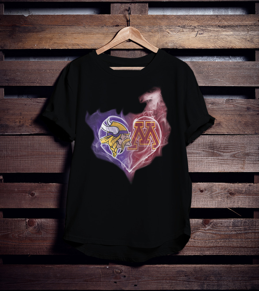 Vikings Minnesota Purple Gold Heart M T-Shirt