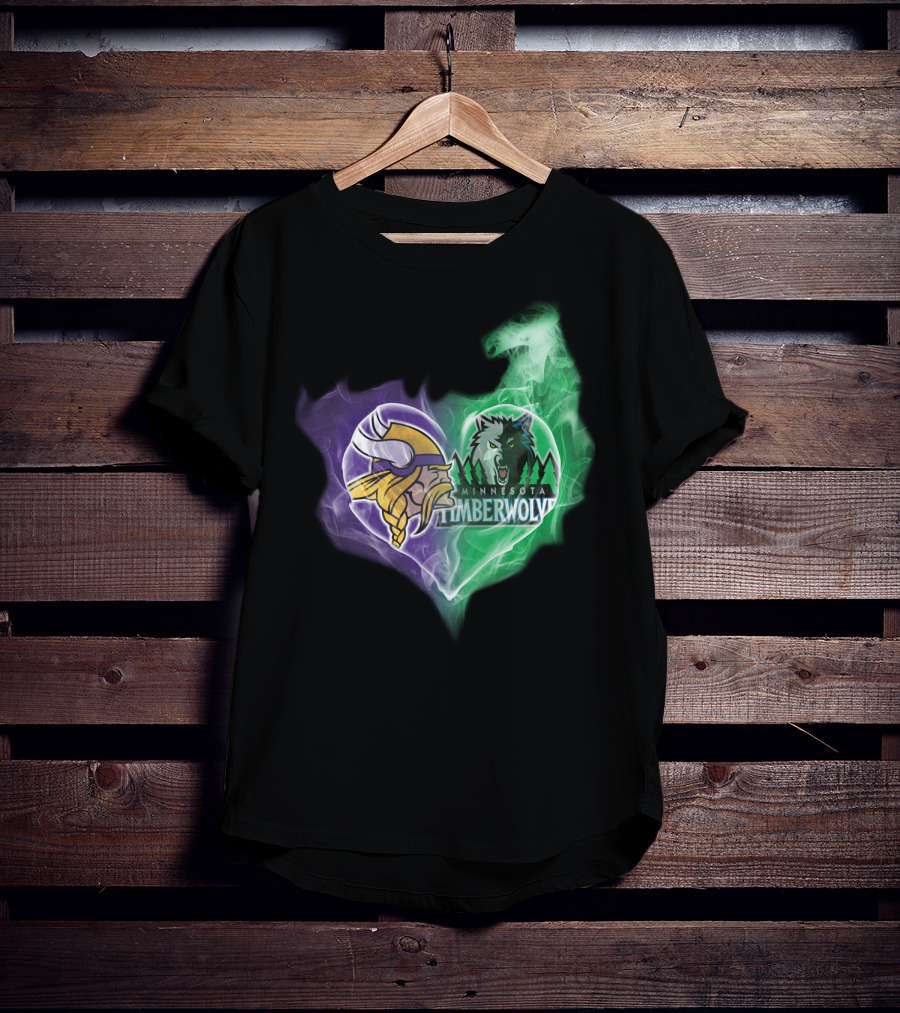 Vikings Minnesota Timberwolves Heart Logo Fusion T-Shirt