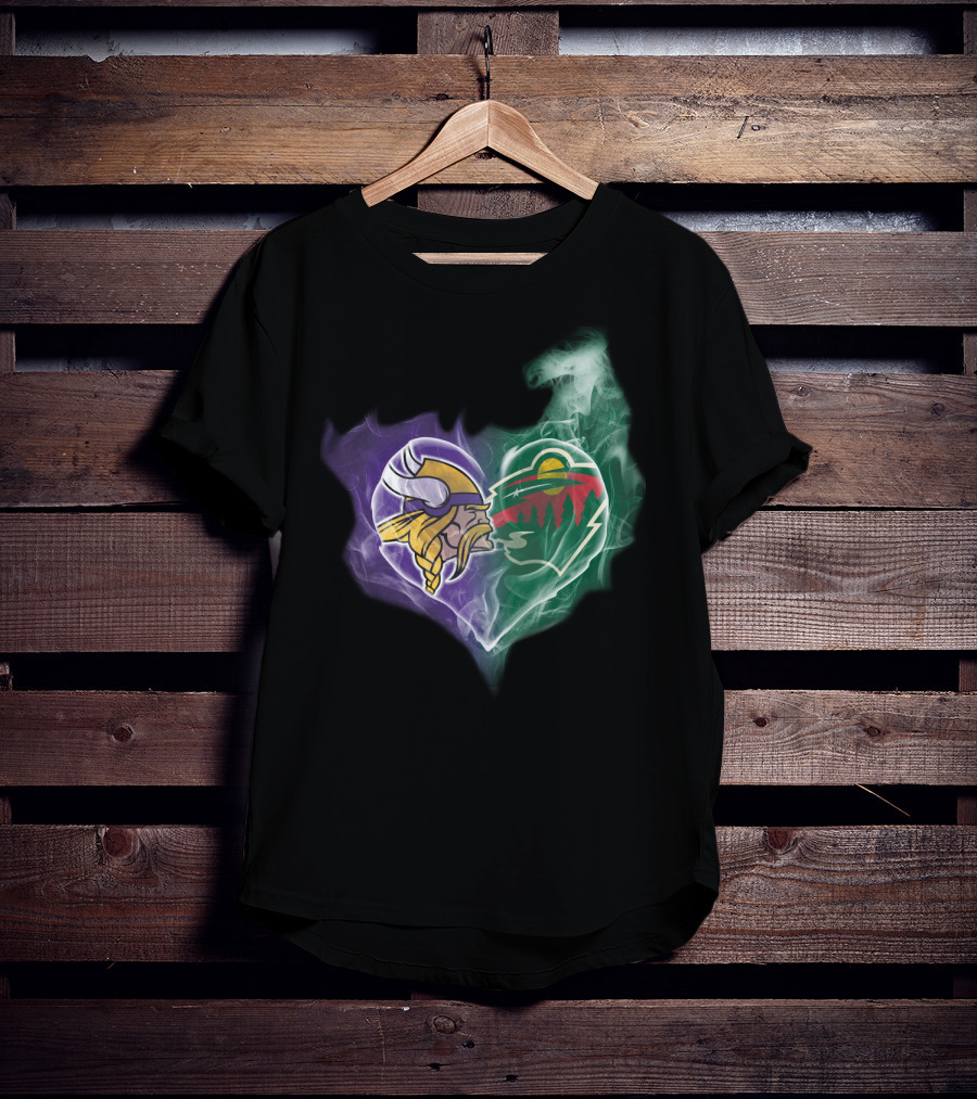 Vikings Minnesota Wild Heart Logo Fusion T-Shirt