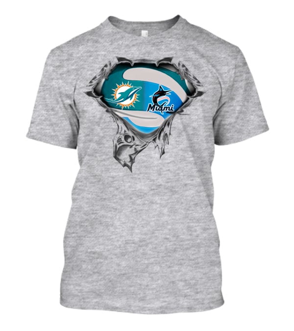 Miami Dolphins Marlins Logos T-Shirt