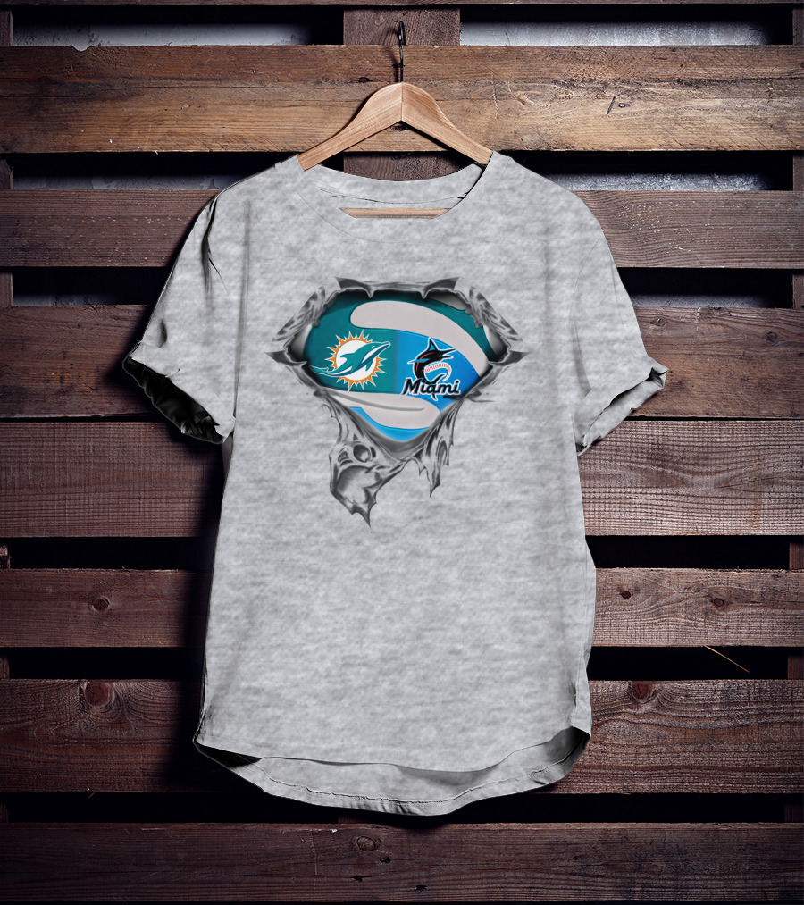 Miami Dolphins Marlins Logos T-Shirt