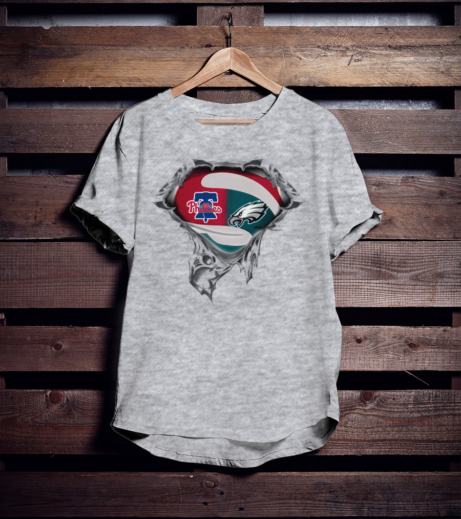 Phillies Eagles Logo Mashup Superhero Style T-Shirt