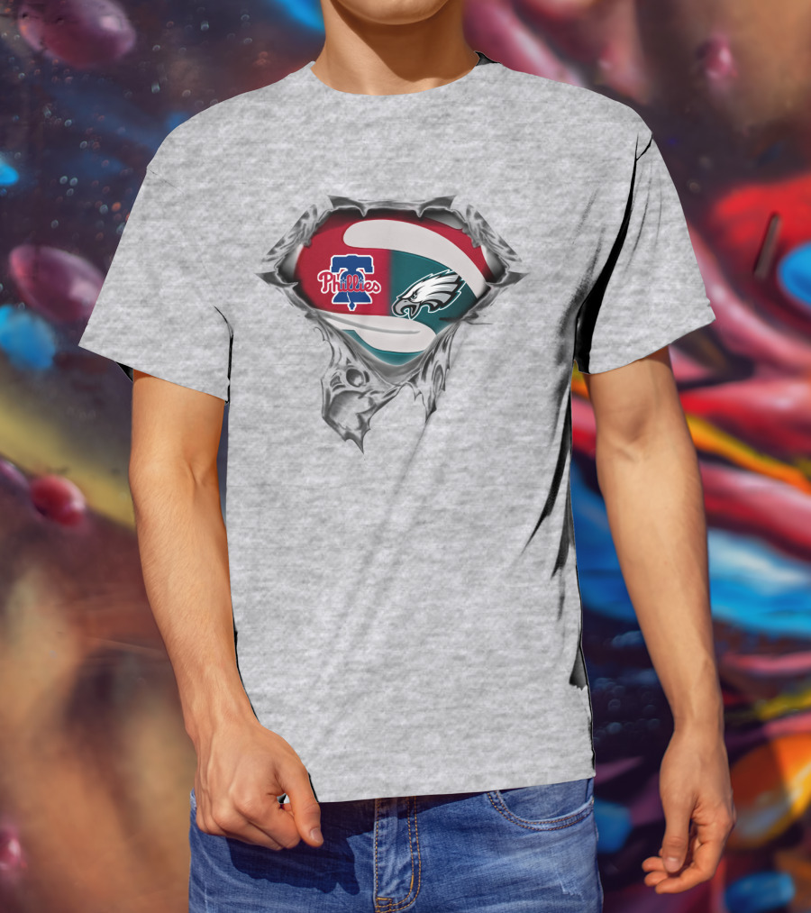 Phillies Eagles Logo Mashup Superhero Style T-Shirt