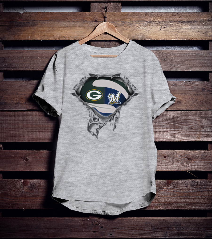 Green Bay Packers Milwaukee Brewers Logo Mashup T-Shirt