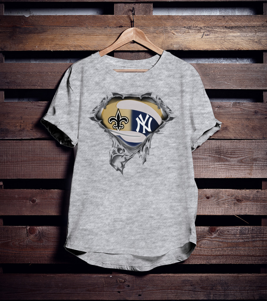 New Orleans Saints And New York Yankees Fusion T-Shirt