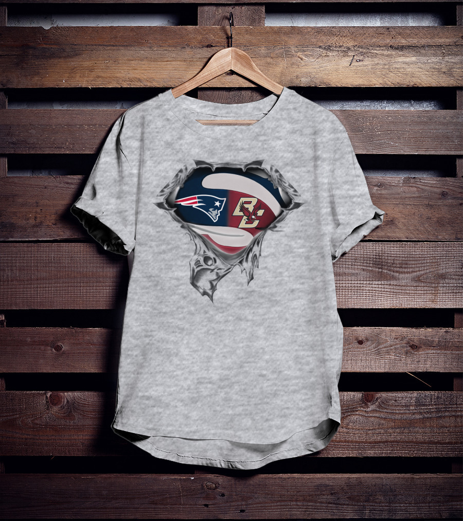 New England Patriots Boston College Eagles Logo Mashup T-Shirt