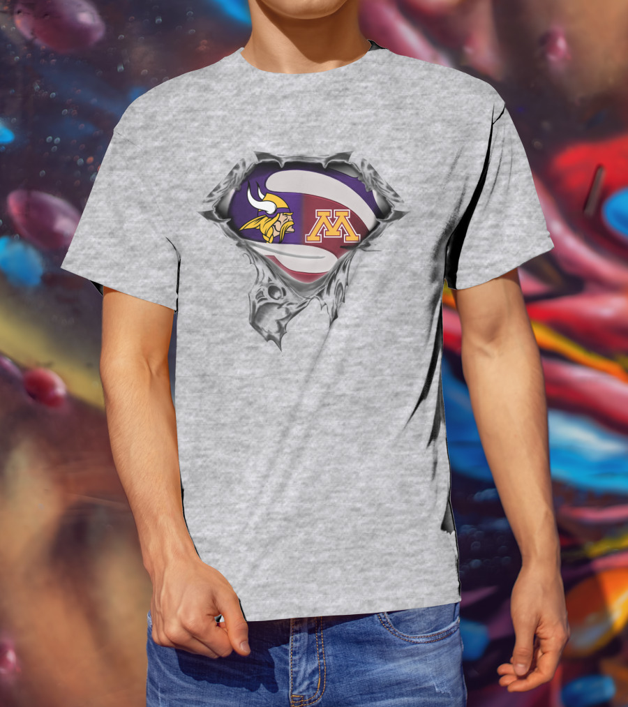 Vikings Minnesota Golden Gophers Logo Superhero Shield T-Shirt