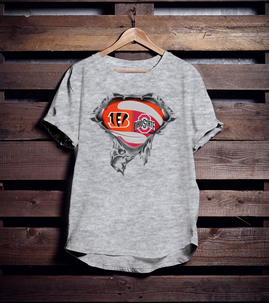 Bengals Ohio State Football Fusion Under Superhero T-Shirt