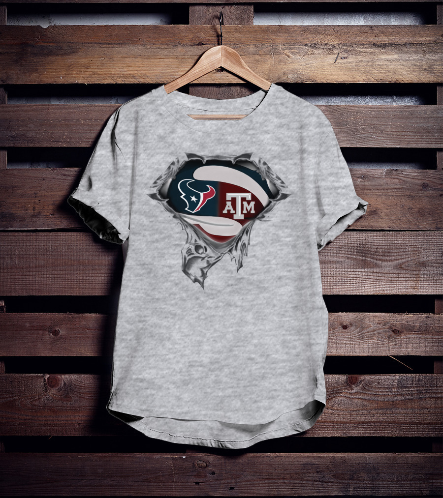 Texans A&M Aggies Logo Fusion Superhero Symbol T-Shirt