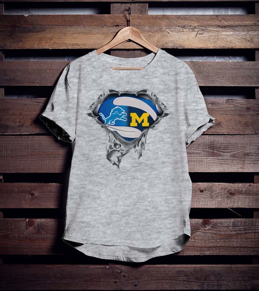 Detroit Lions And Michigan Wolverines Tearing Through T-Shirt
