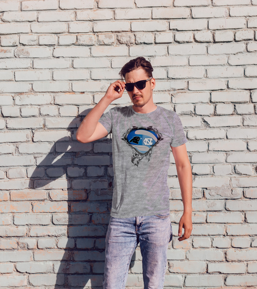 Carolina Panthers Tar Heels Nc Logo Mashup T-Shirt