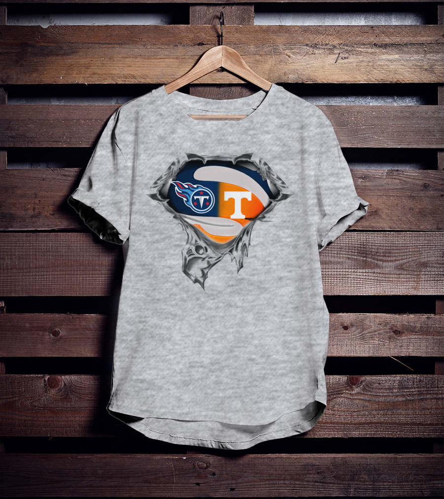 Tennessee Titans Volunteers Crossover Logo Superhero Theme T-Shirt