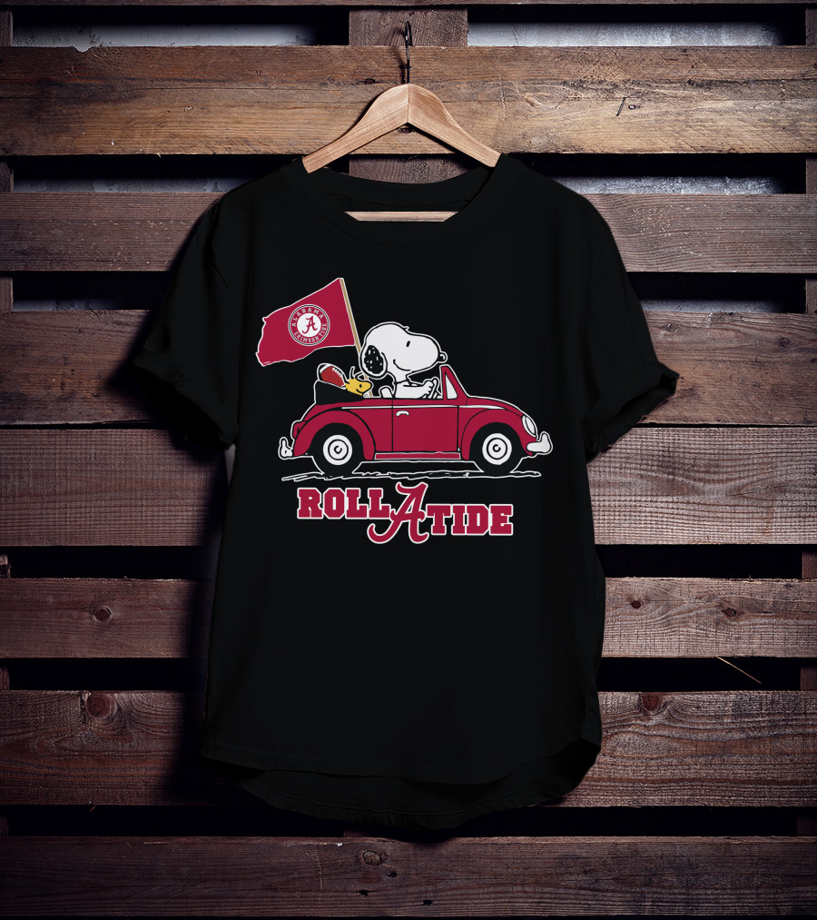 Roll A Tide Alabama Crimson Tide Snoopy Driving T-Shirt