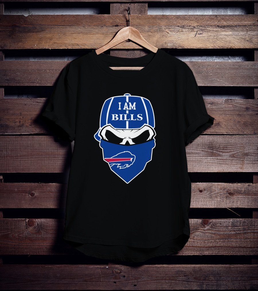 I Am Bills Buffalo Bills Skull Logo Face Covering T-Shirt