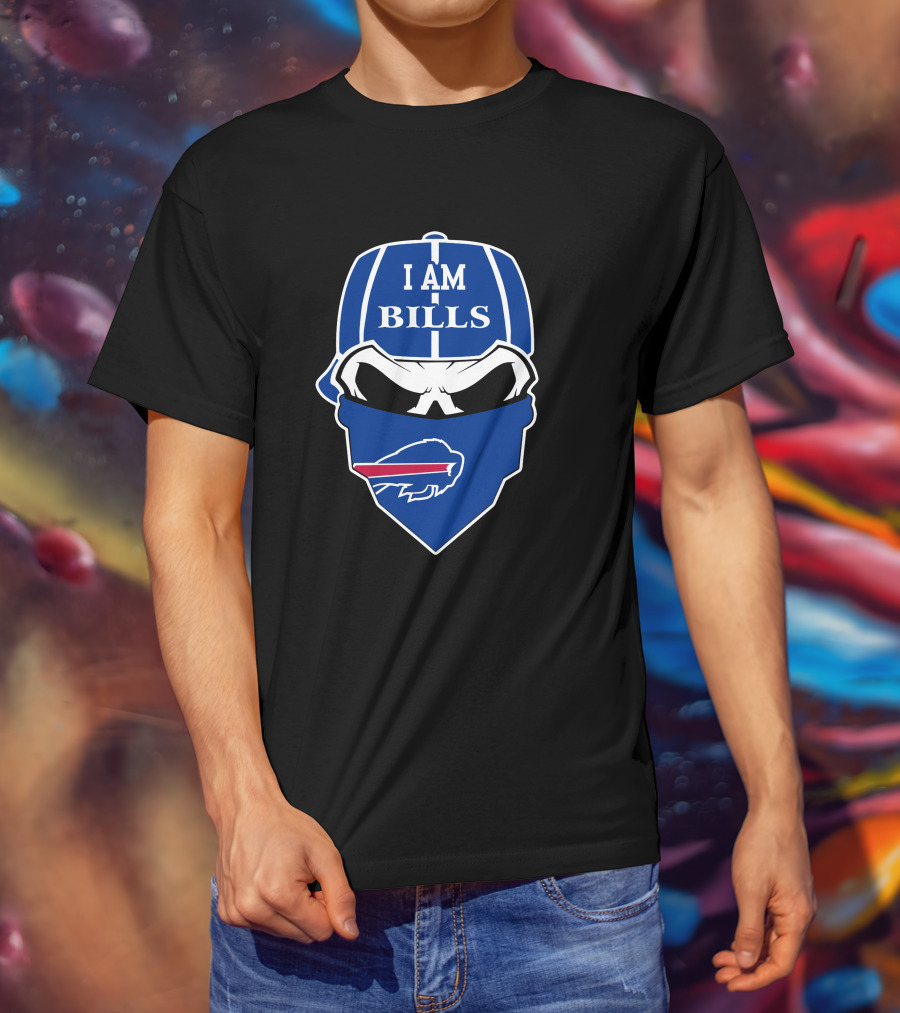 I Am Bills Buffalo Bills Skull Logo Face Covering T-Shirt