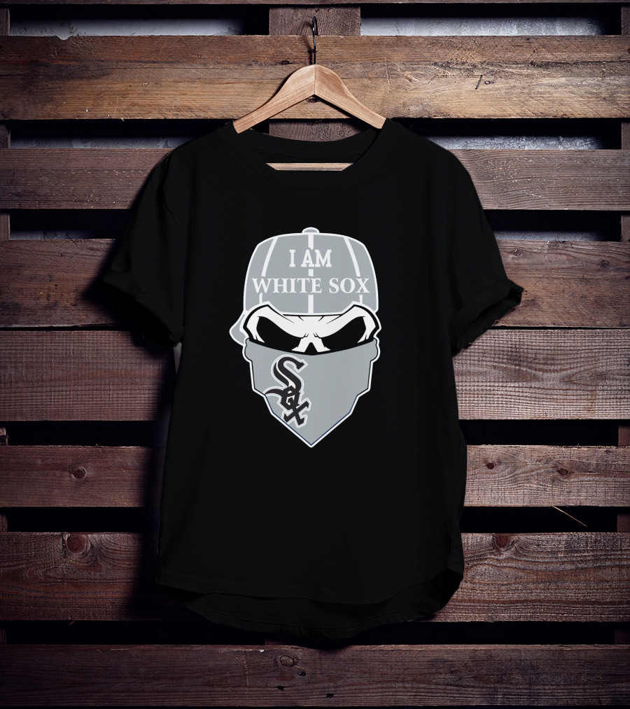 I Am White Sox Skull Sox Logo Cap Bandana T-Shirt