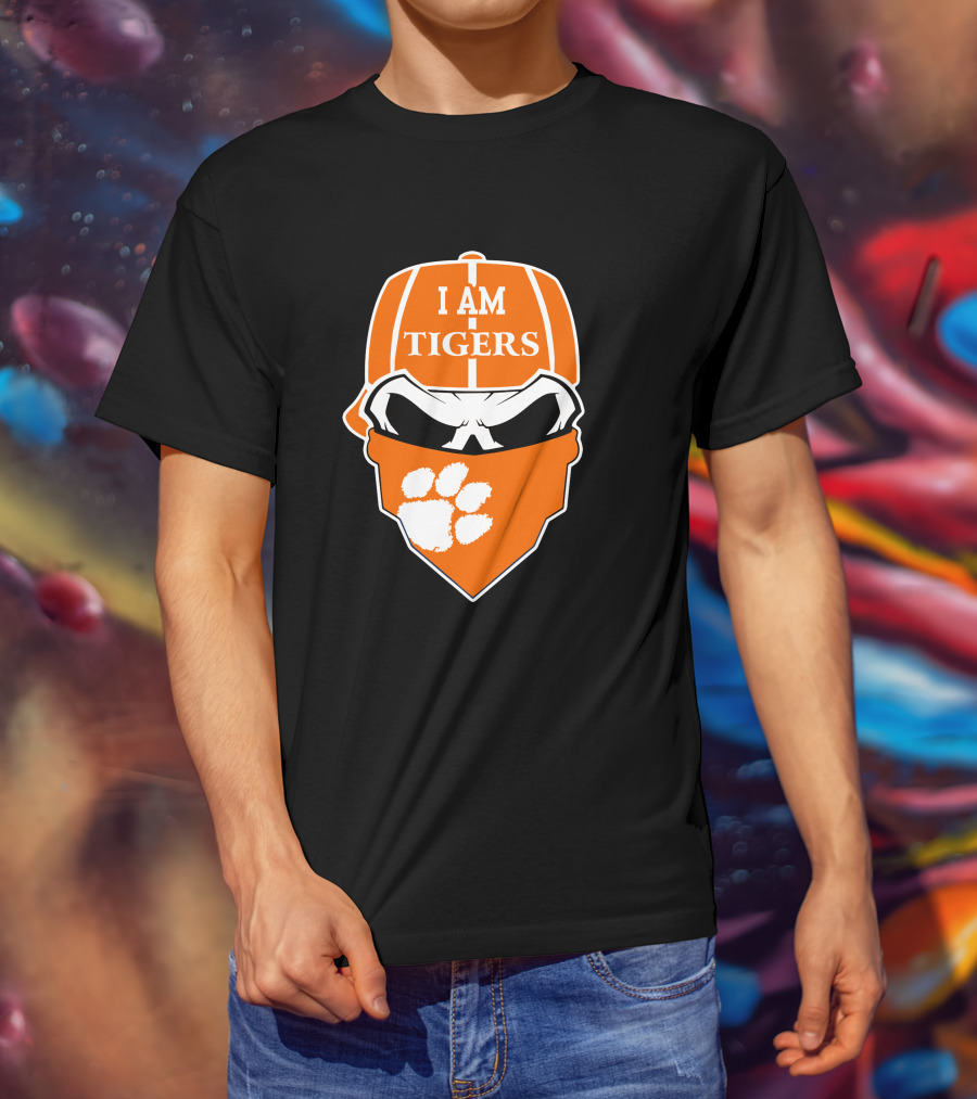 Clemson Tigers I Am Tigers Skull Paw T-Shirt