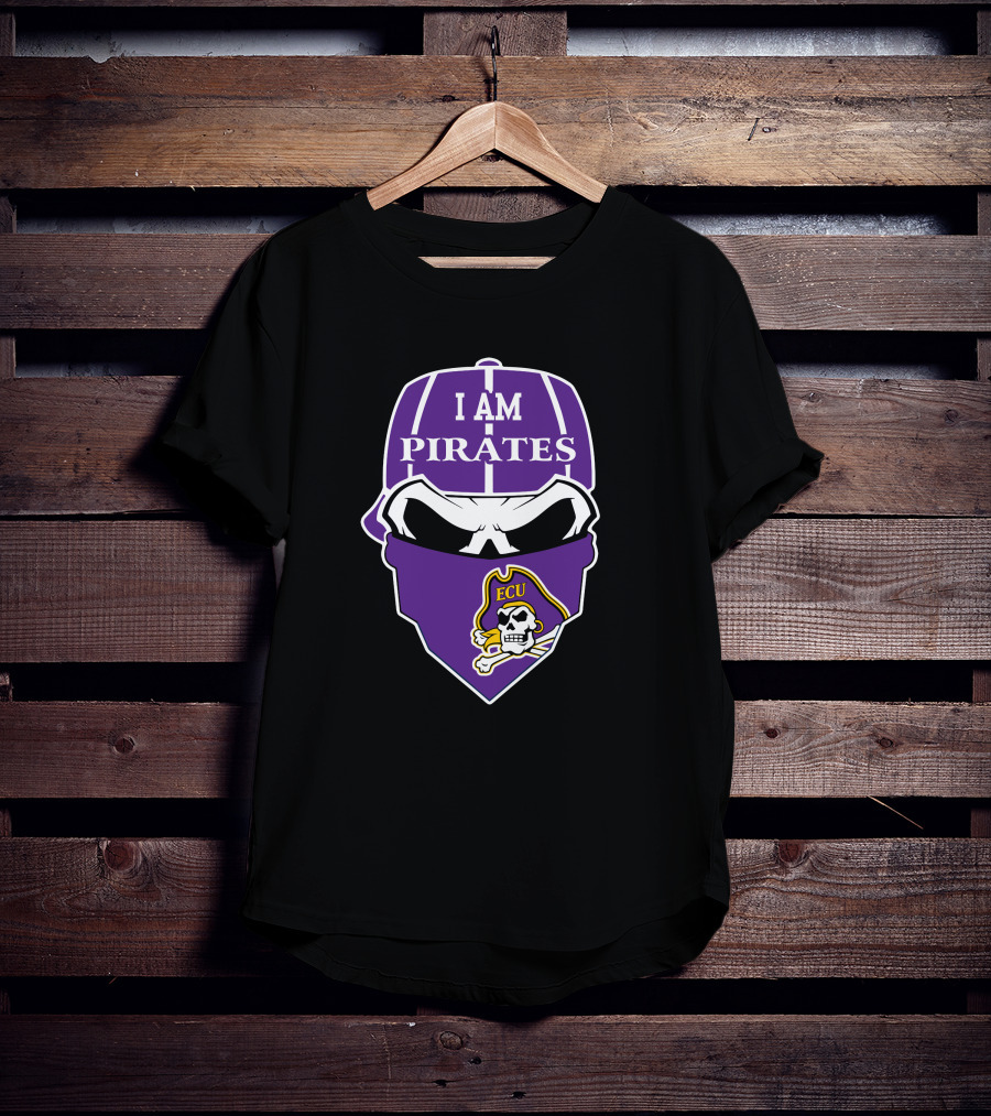 I Am Pirates Ecu Skull Mask Logo East Carolina Pirates T-Shirt