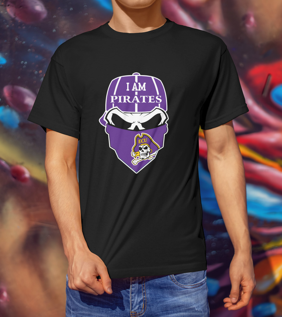 I Am Pirates Ecu Skull Mask Logo East Carolina Pirates T-Shirt