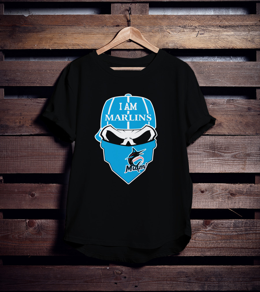 I Am Marlins Miami Marlins Skull T-Shirt