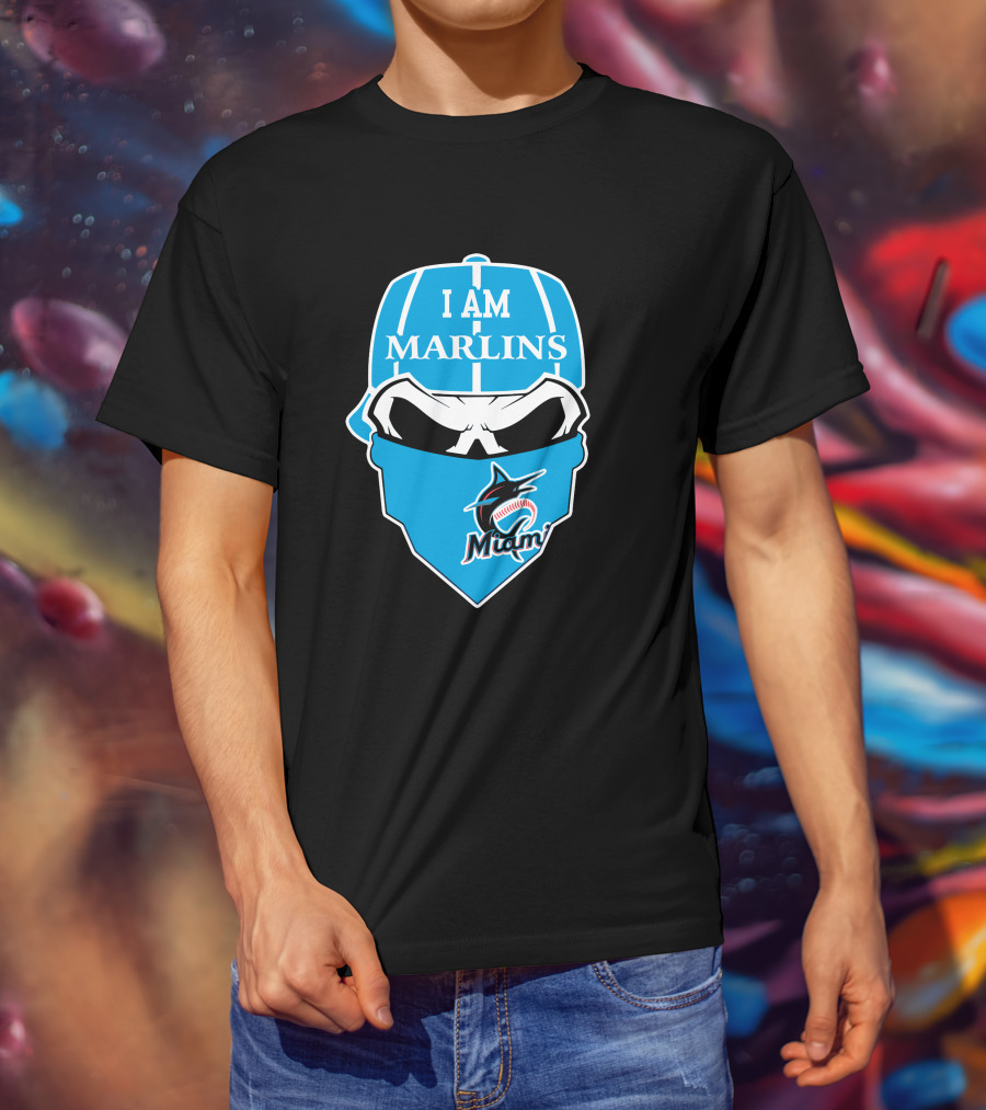 I Am Marlins Miami Marlins Skull T-Shirt