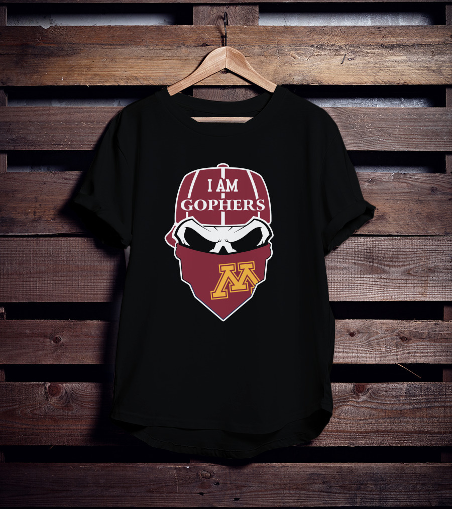 I Am Gophers Minnesota Golden Gophers Skull M T-Shirt