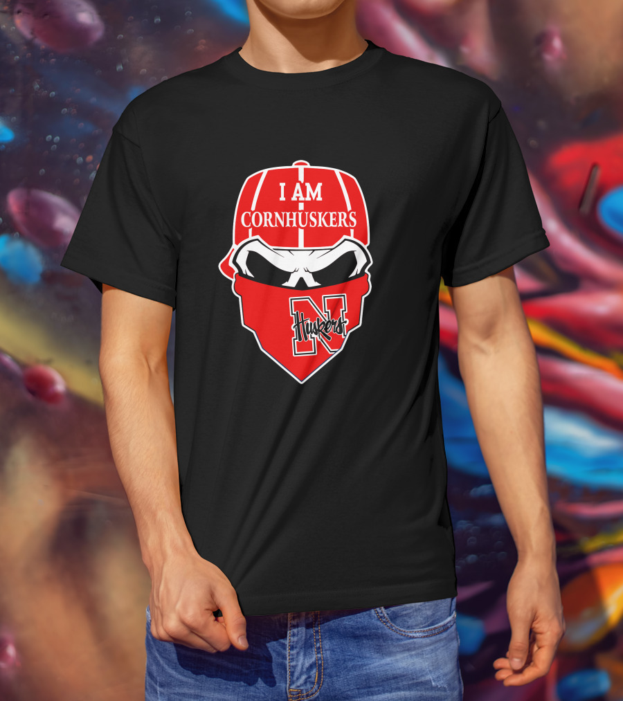 I Am Cornhuskers Skull Nebraska Huskers N T-Shirt